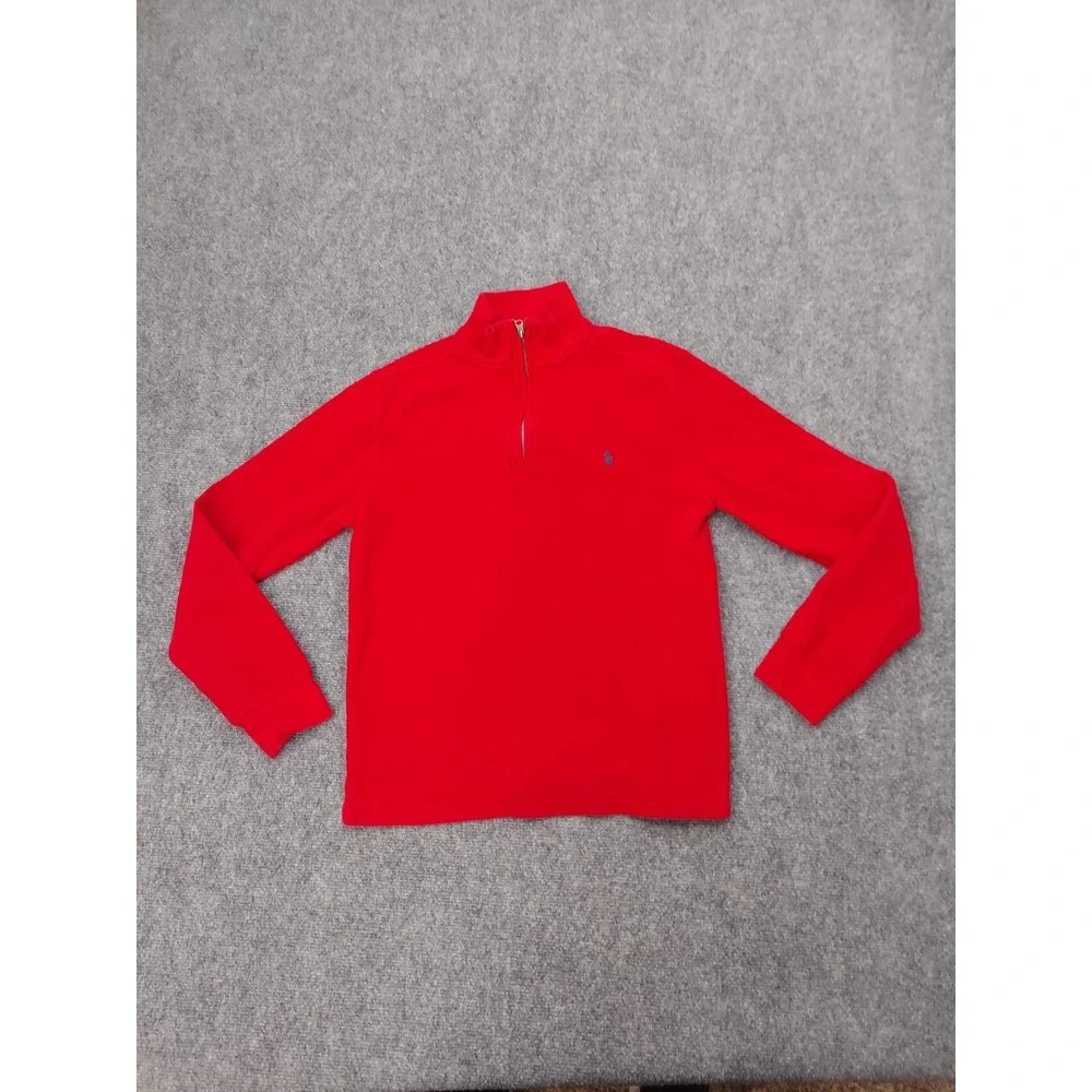 Lot 2 POLO RALPH LAUREN Pullover Sweater Boys XL 18-20 1/4 Zip Blue Red Waffle